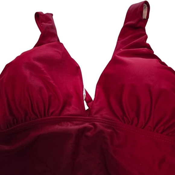 YOU DI AN One Piece Wine Red Swimsuit Ruched Women size 3XL - Picture 2 of 13